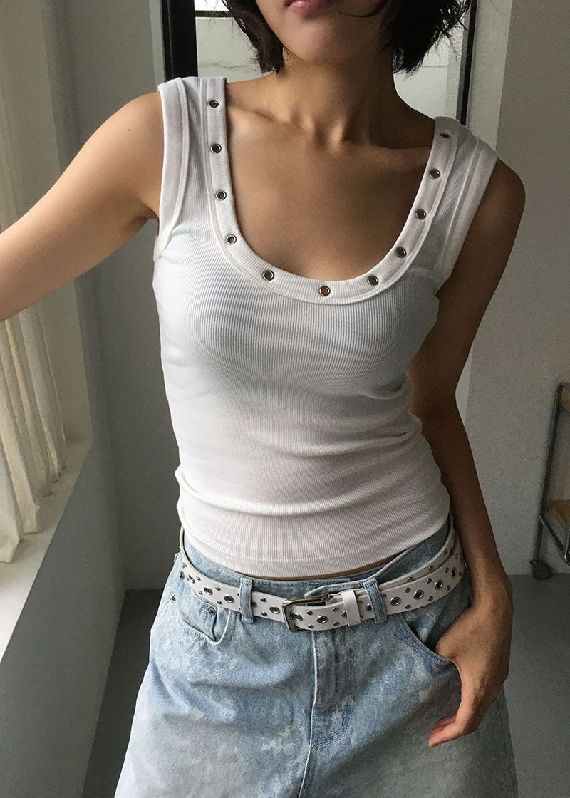 EYELET RIB SLEEVELESS