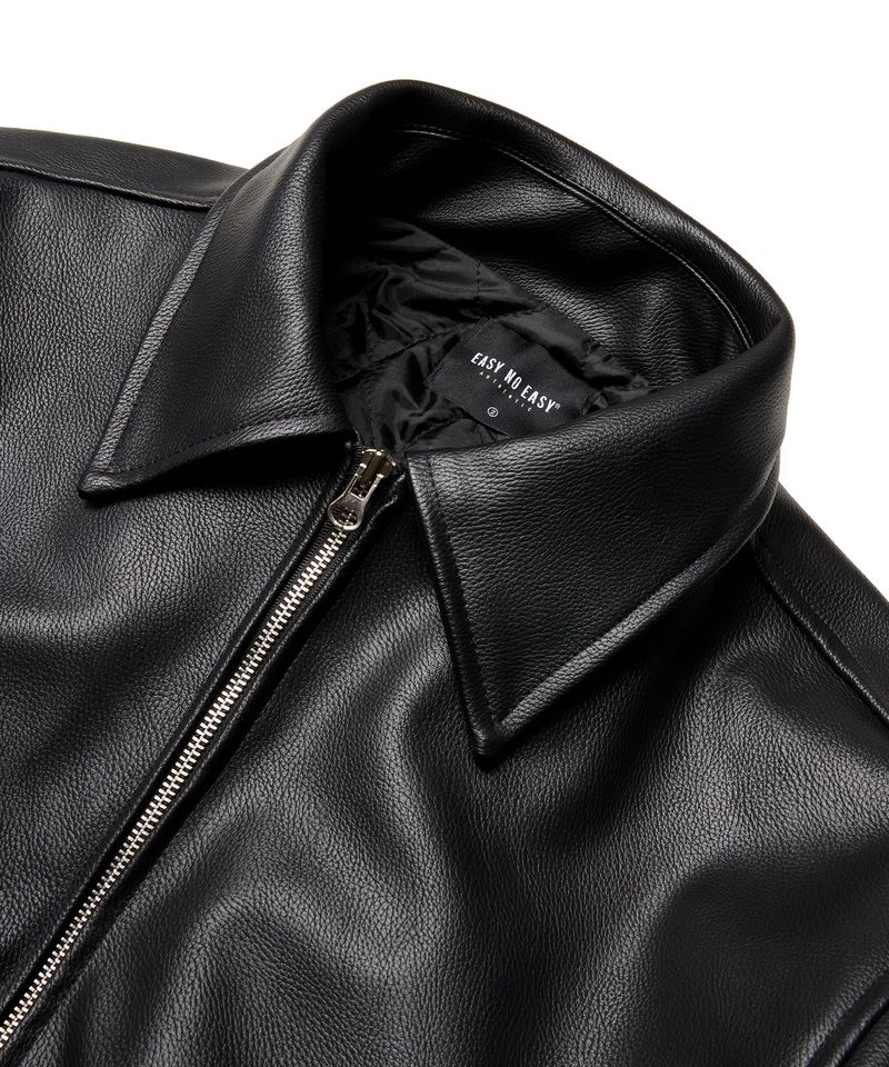Synthetic Leather Quilted Jacket - Black