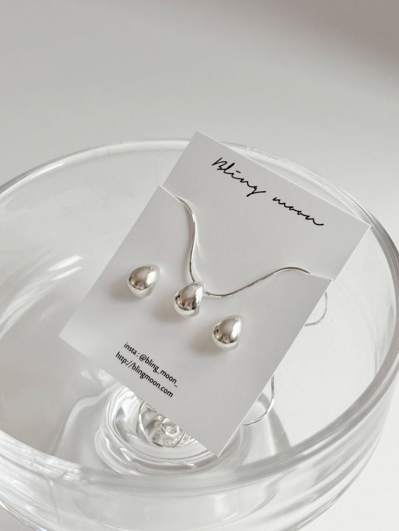 [Silver 925] bold water drop earrings necklace set