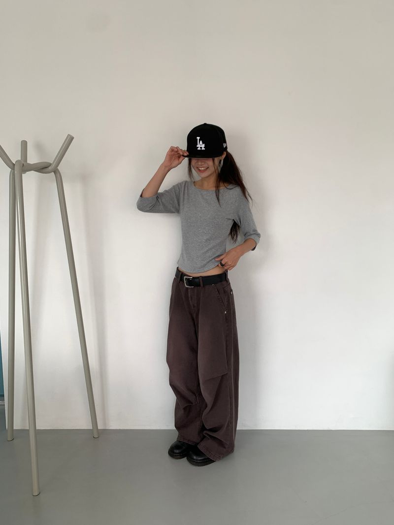 BOAT NECK MID SLEEVE TEE (4C)