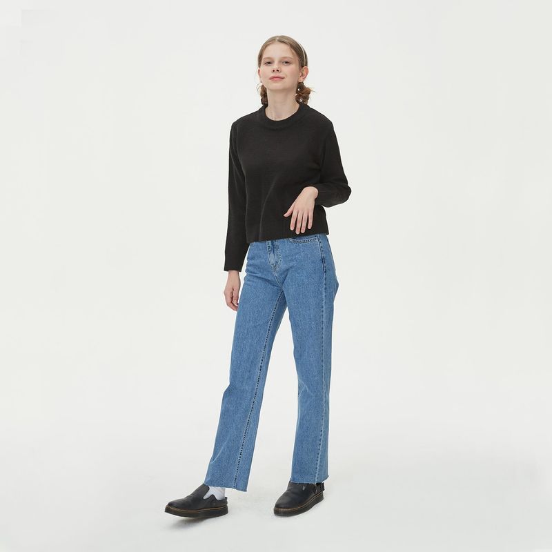 ROUND NECK WOOL KNIT_BLACK