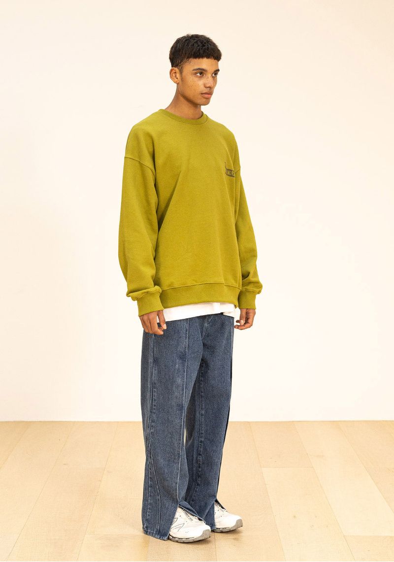 INCISION INVERTED WASHED DENIM PANTS