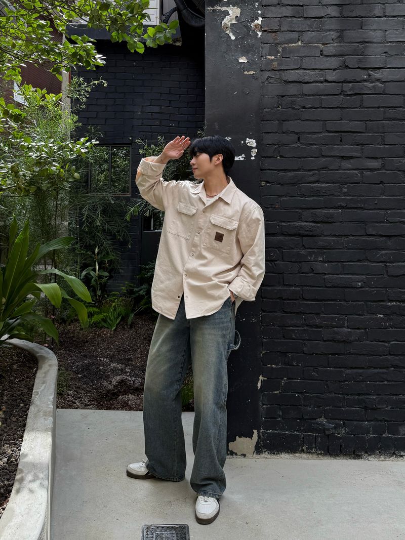 Dying patch carpenter denim