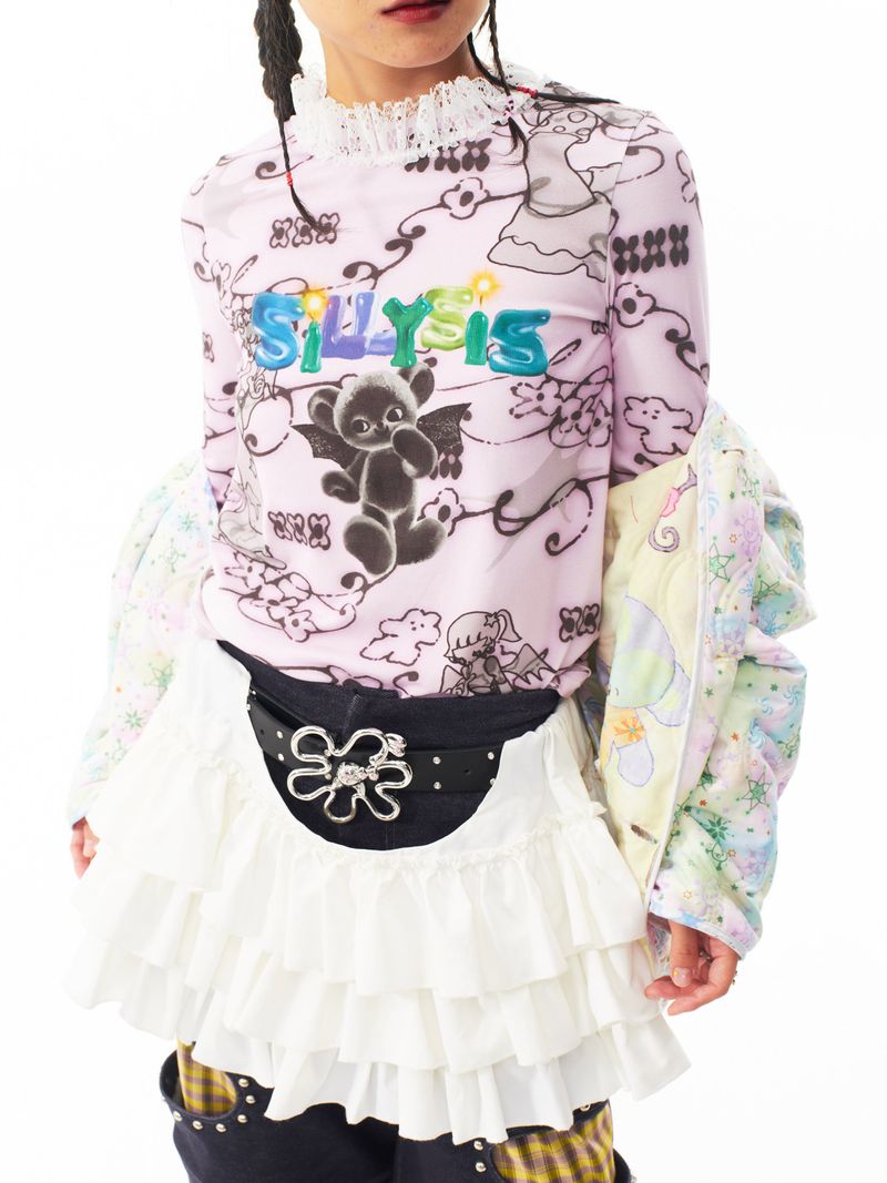 Sillysis（シリシス）の「sillysis 可愛いデザインのU字型カットアウト万能 三層ホワイトケーキ ベルト付き お尻カバー付きミニスカート（Skirts）」