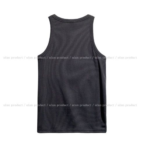 Front stud ribbed sleeveless