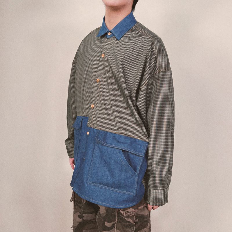 switch panel check shirt_blue