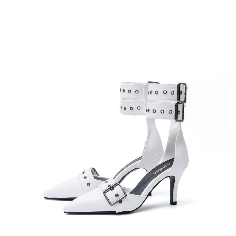 Buckle Point Stiletto Heel(White)