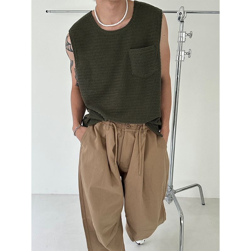 [S/S] Square pocket knit sleeveless (5color)