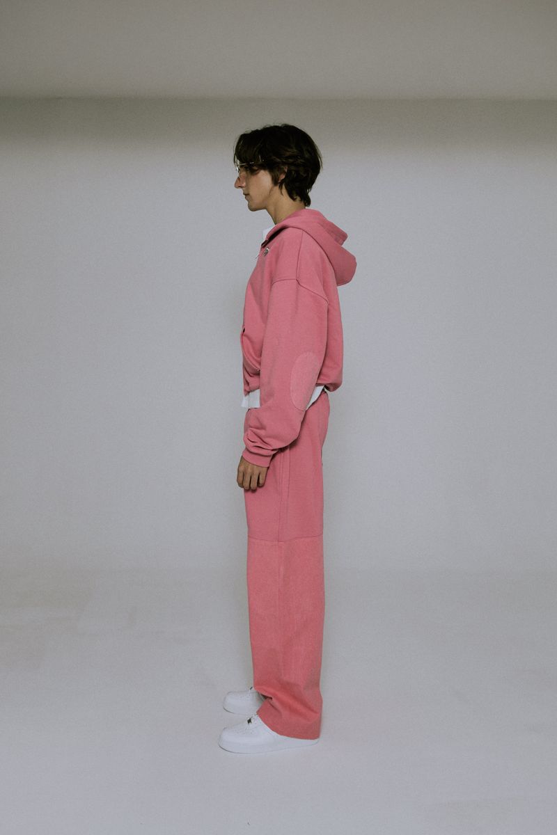 Silver Logo Docking Crop Hood Zip-Up Pink