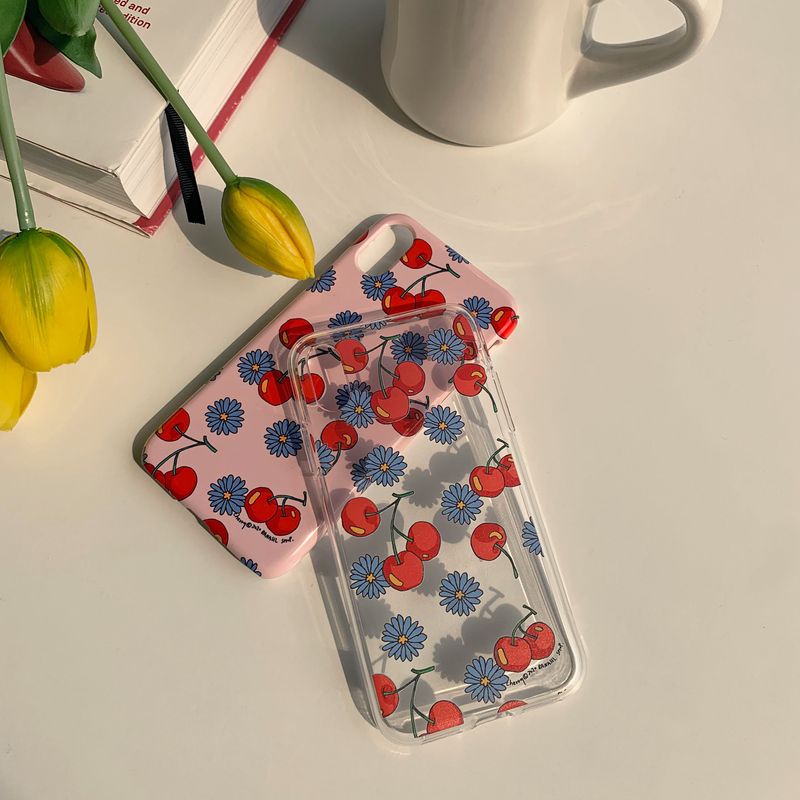 BANASIL SHOP（バナシルショップ）の「Cherry & Blue Daisy (Galaxy) Jelly Case（Smartphone Accessories）」