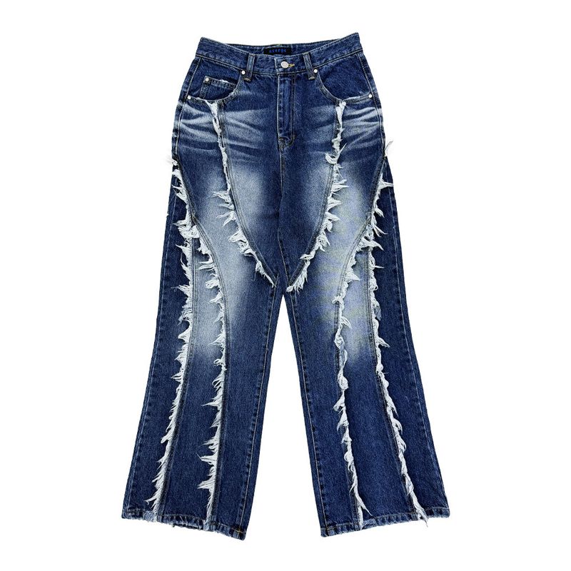 Sserpe(セルぺ)の「Tassel Boots Cut Denim Pants Blue(Pants)」