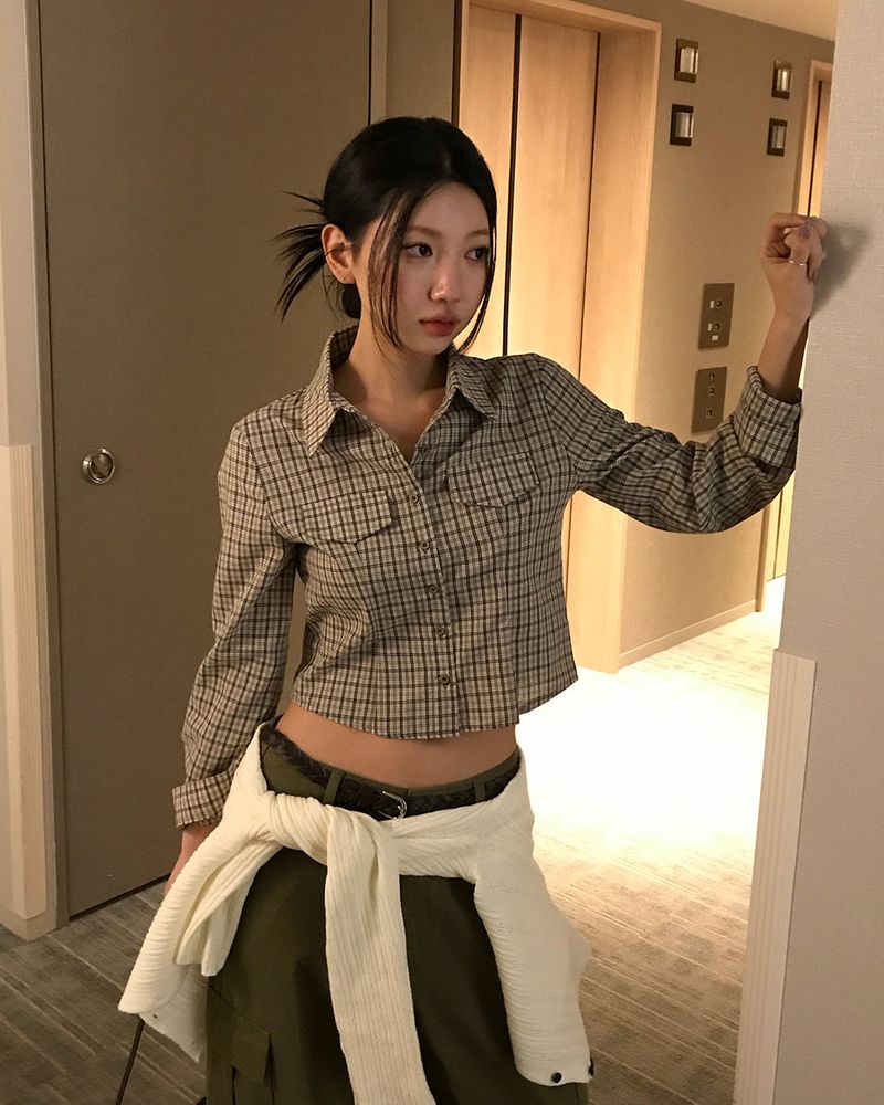[ORIGINAL] Like Check Crop Pocket Shirt