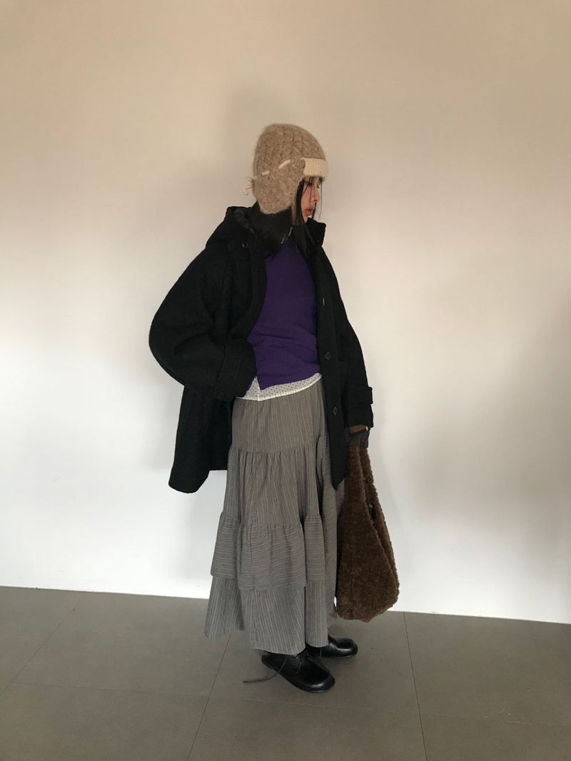 [MD Pick]Fine wool hooded half coat (2color)