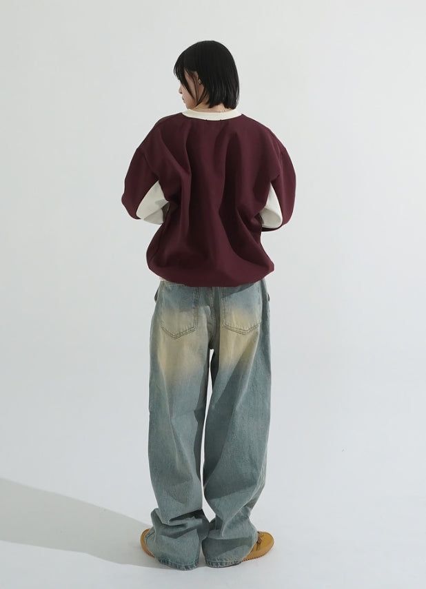 Athletic v-neck nylon sweatshirt