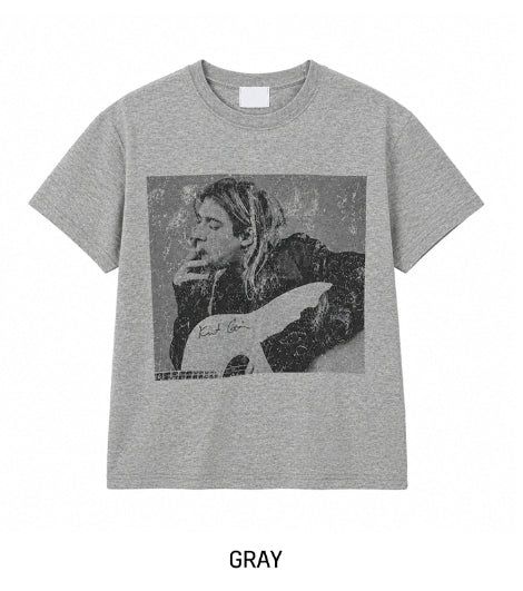Grunge Vintage Photo Print Short Sleeve T-shirt