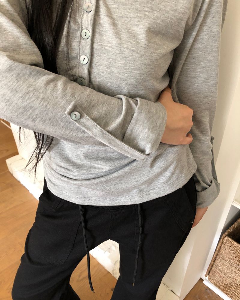 WONDER WONDER(ワンダーワンダー)の「Tinel Shirring Roll-Up Long Sleeve T-Shirt(Tops)」
