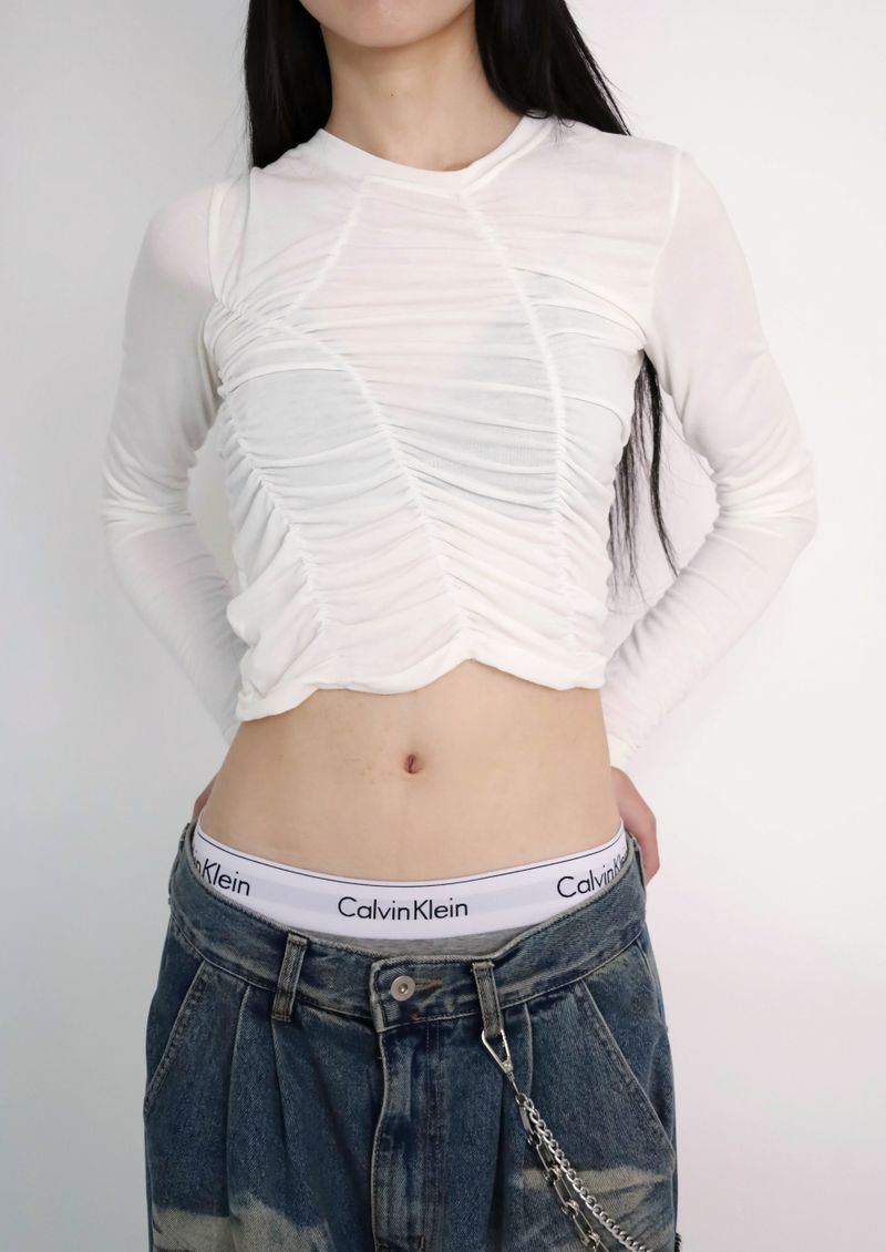 Shirred Asymmetrical T-Shirt