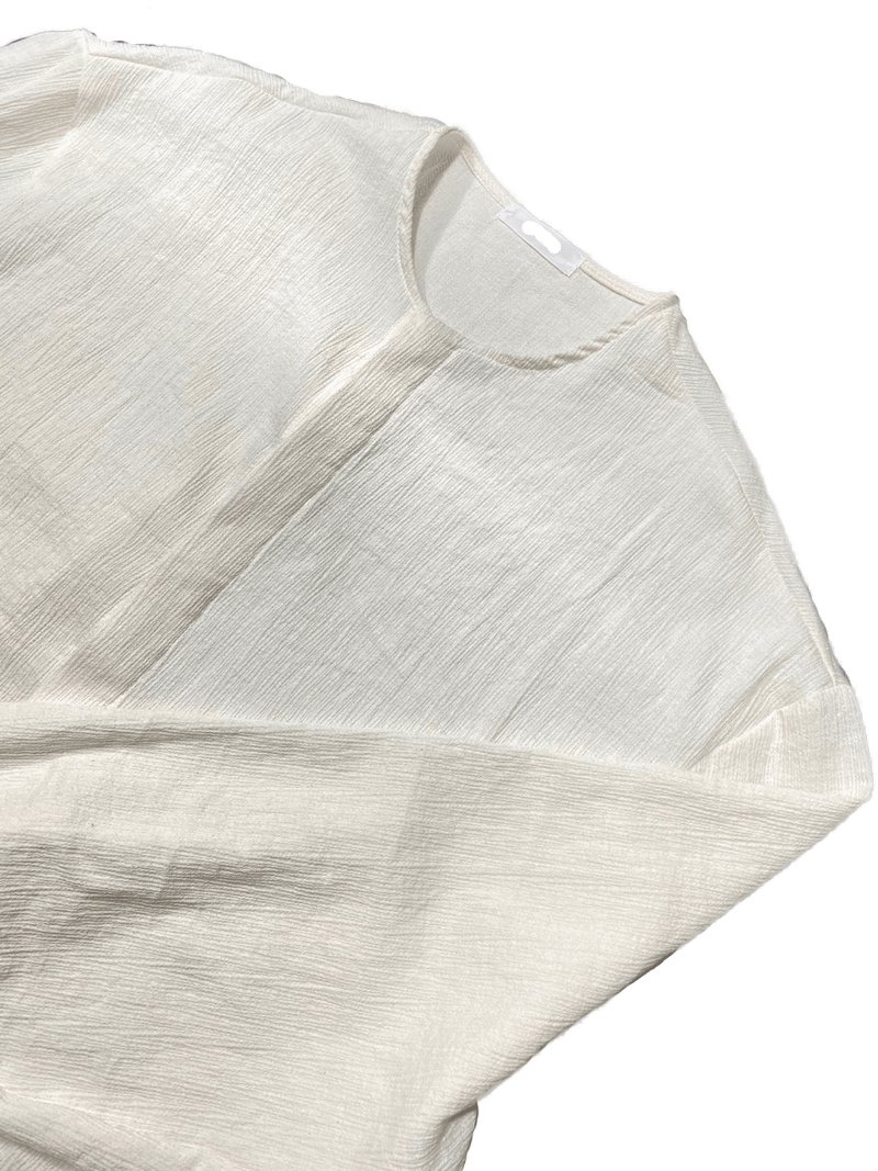 Hidden button linen wide set up-shirts 2C