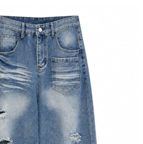 Binden Wash Damaged Wide Denim