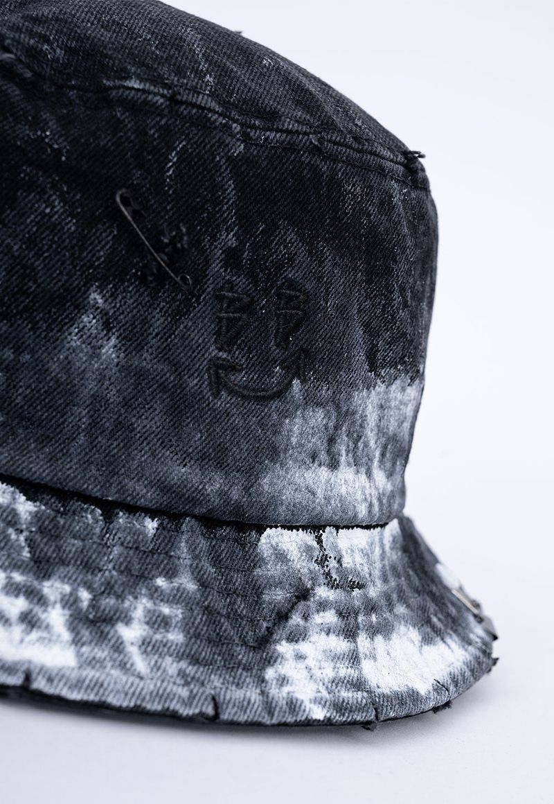 BBD Smoke Painted Custom Denim Bucket Hat (Black)