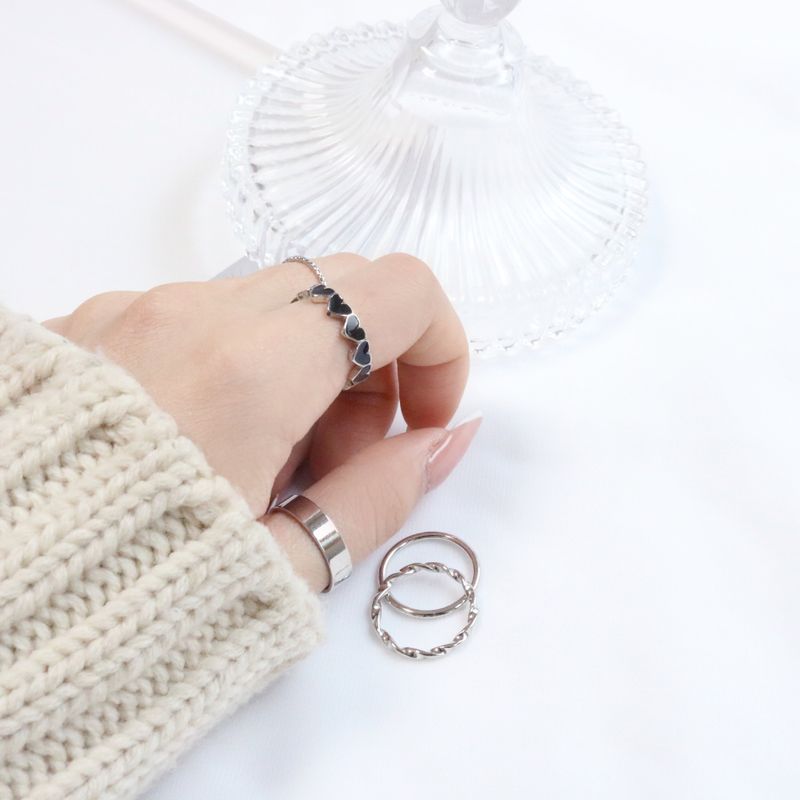 Swan Heart Layered Ring Set
