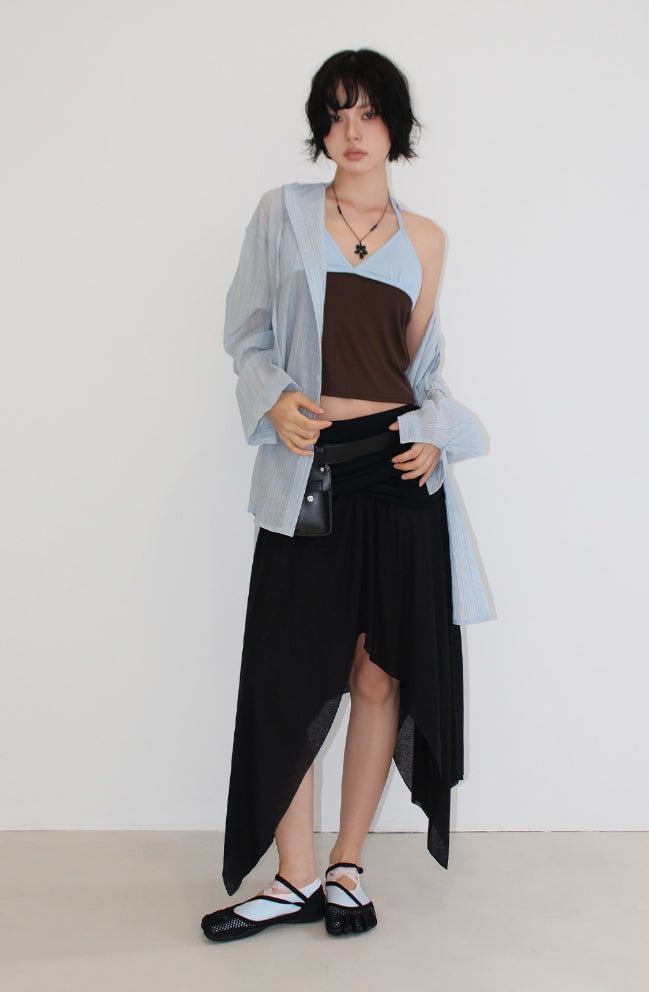 COLOR BLOCK HALTER TOP