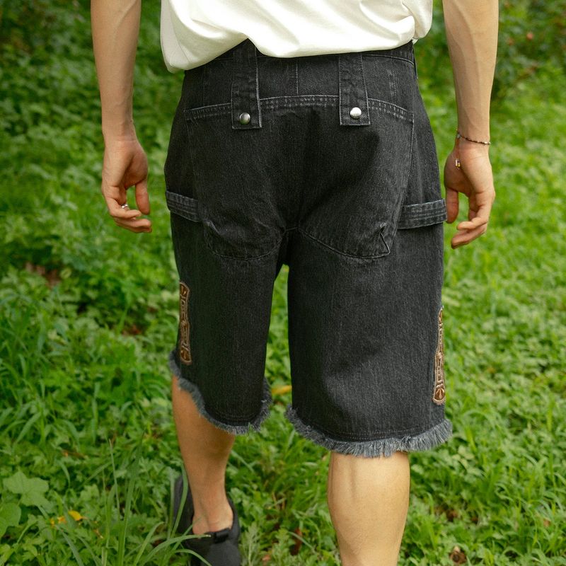 Goblin denim BERMUDA shorts / Black