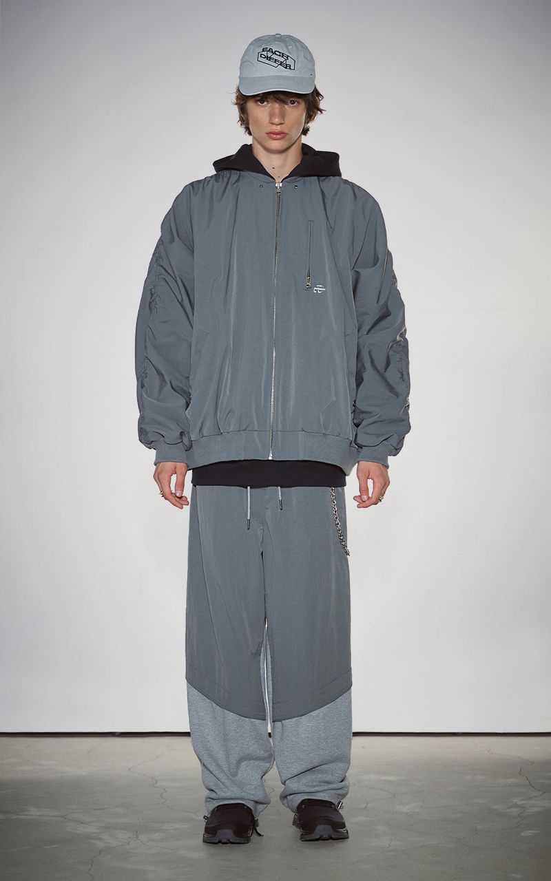 SHIRRING SLEEVED MA-1_GRAY