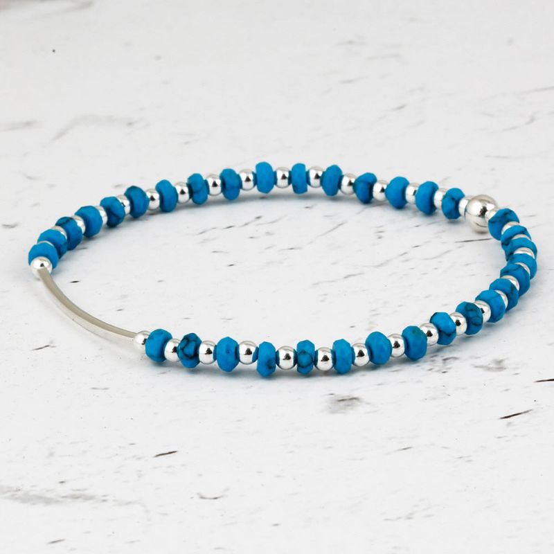 SVB-229 An Yujin wearing Silver Bar Turquoise Unisex Simple Daily Couple Bracelet