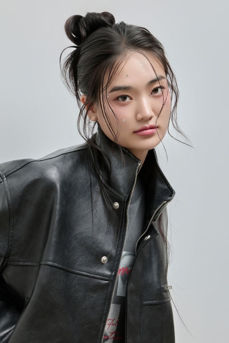 High-neck Leather Jacket_Black