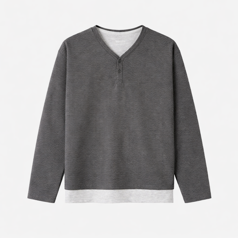 Port button layered knitwear