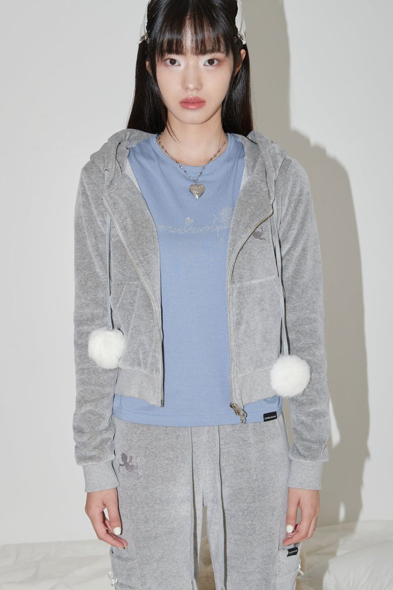 VELVET BING BONG TRAINING HOODY (MELANGE GRAY)