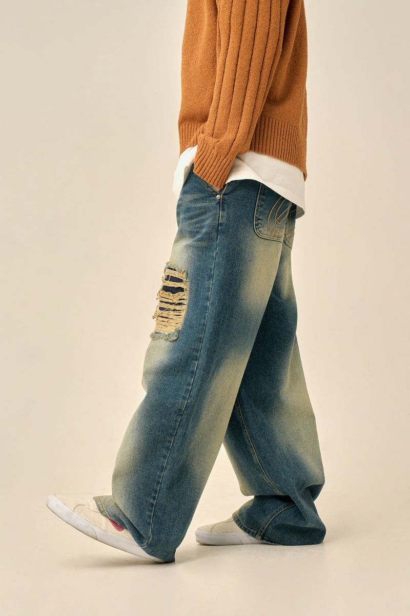 DAMAGE POINT WASHED DENIM