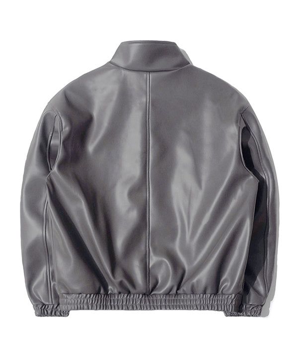 LB Synthetic Leather Hidden Jacket (Charcoal)