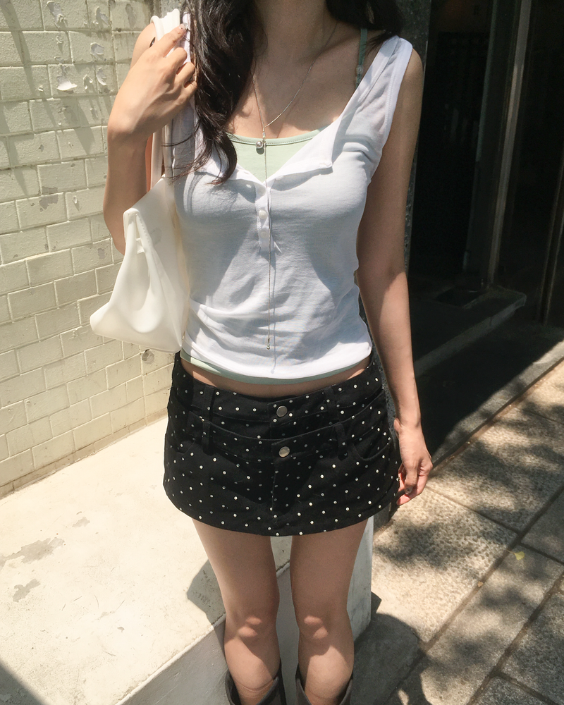 Tencel button sleeveless