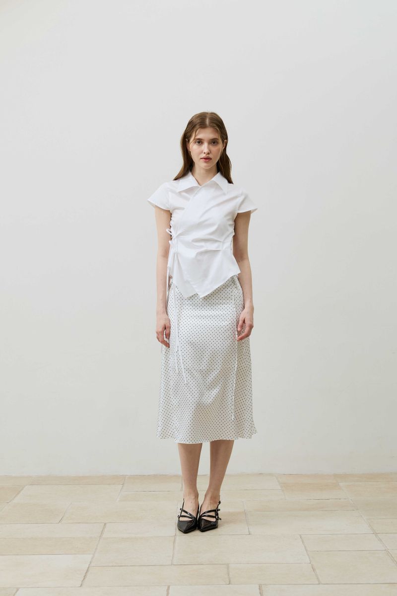 HALO WRAP CAP SLEEVE SHIRT / WHITE