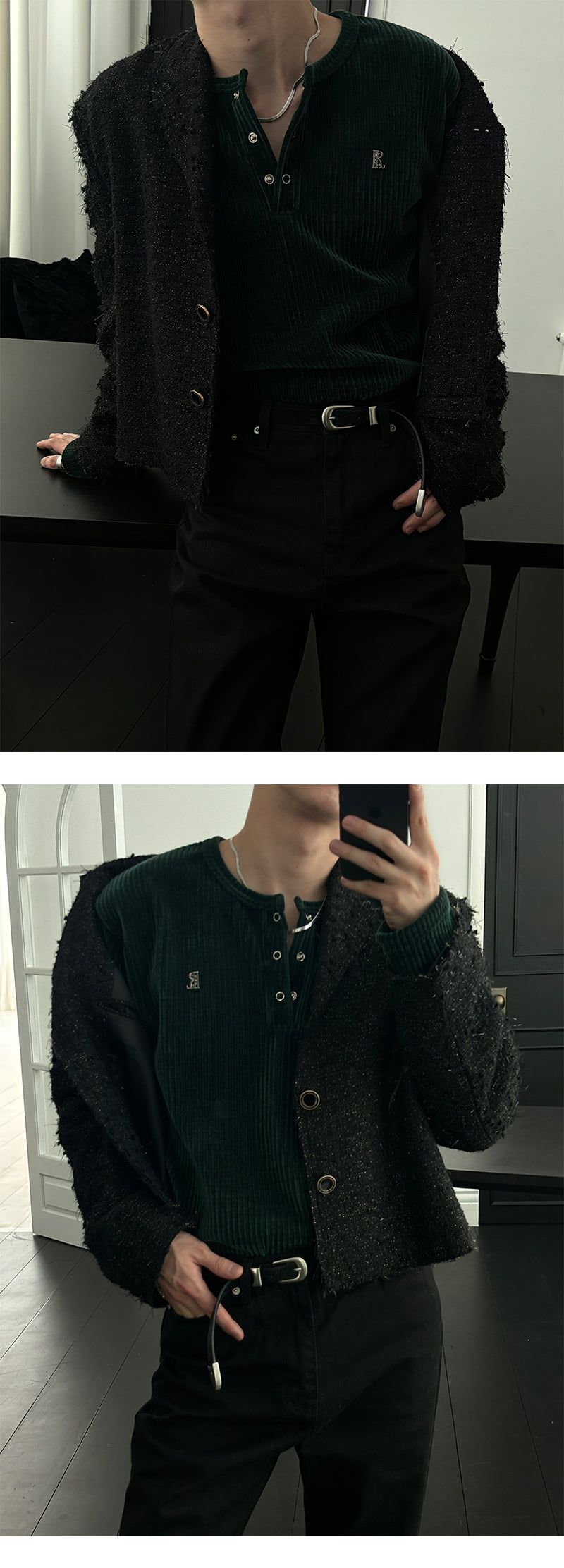 [MADE] Velvet golgi henry neck knit sleeves(3color)