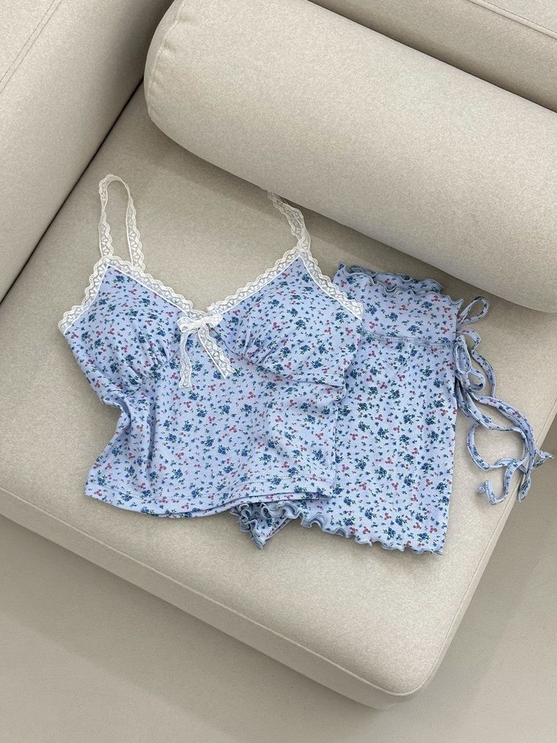 SOFT FLOWER SLEEVELESS / SKYBLUE