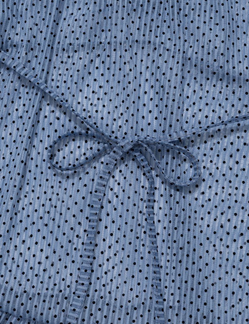 DOT SHIRRING BLOUSE(BLUE)