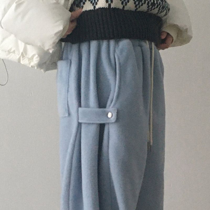 Pingti Side Snap Fleece Wide Pants