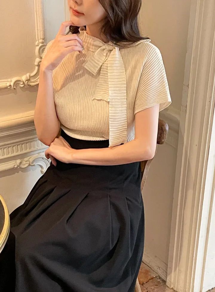 Landy Two-Way Ribbon Tie Ribbed Knit