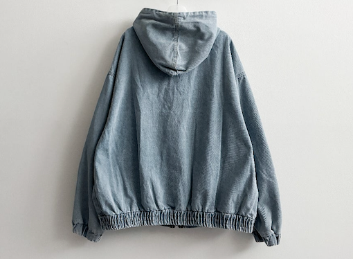 Delt Boxy Fit Two-Way Denim Hooded Jumper