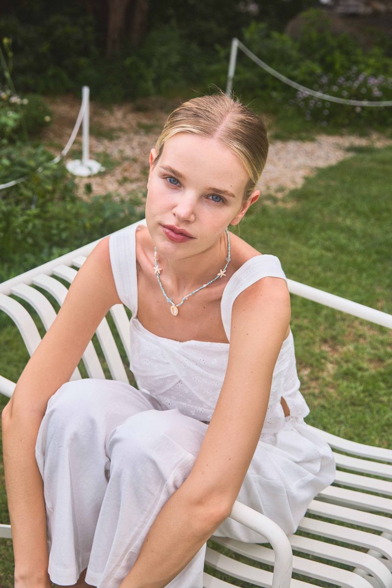 EMBROIDERY COTTON CAMI TOP / WHITE