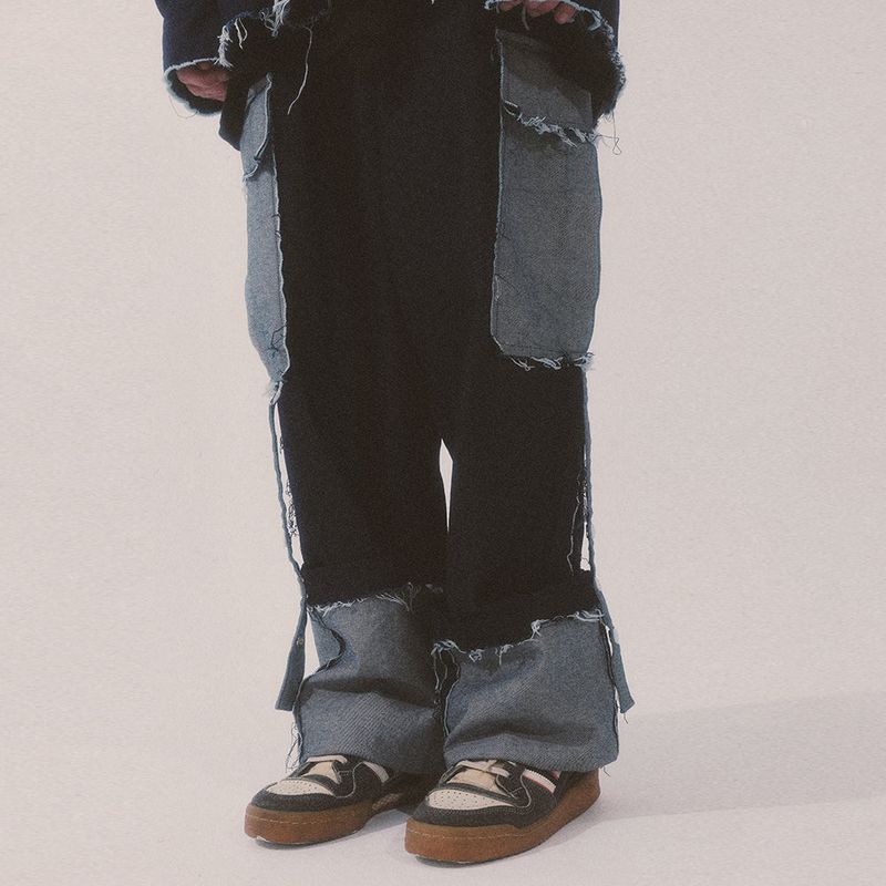 grunge roll-up denim pants_blue