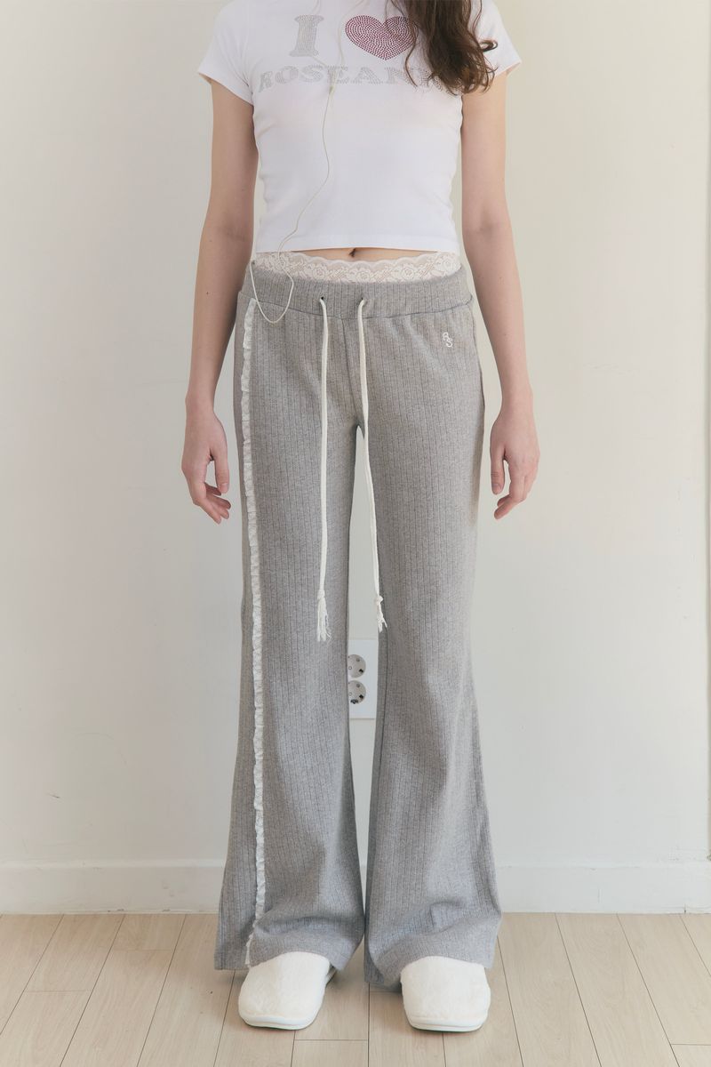 Sweet Dreams Lace Flare Pants (Gray)