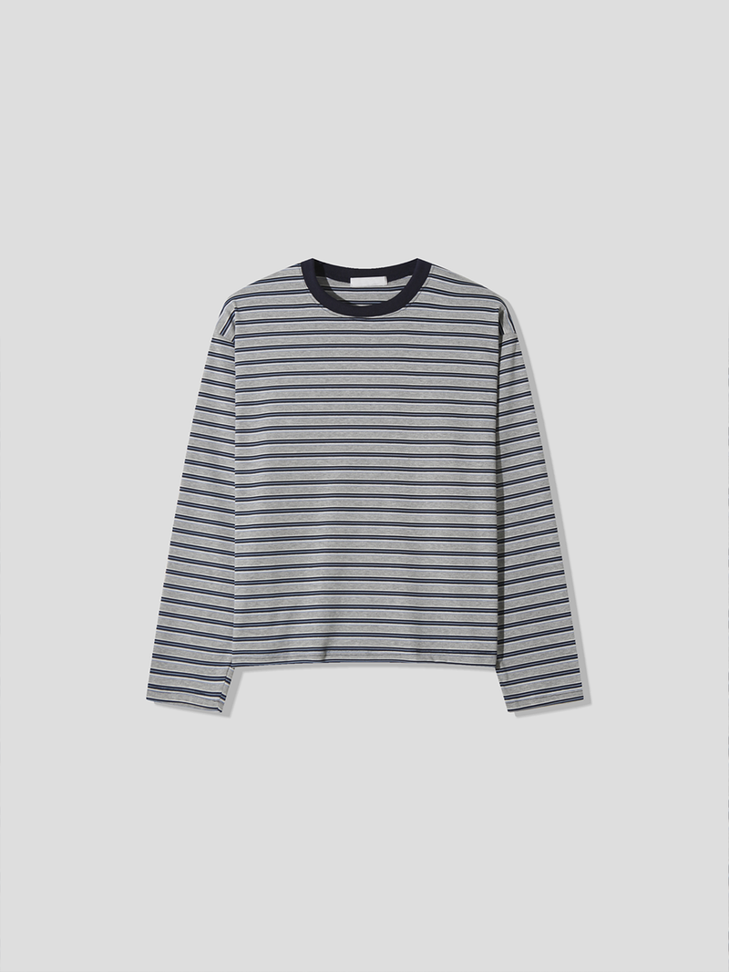 With crop stripe long-sleeve tee