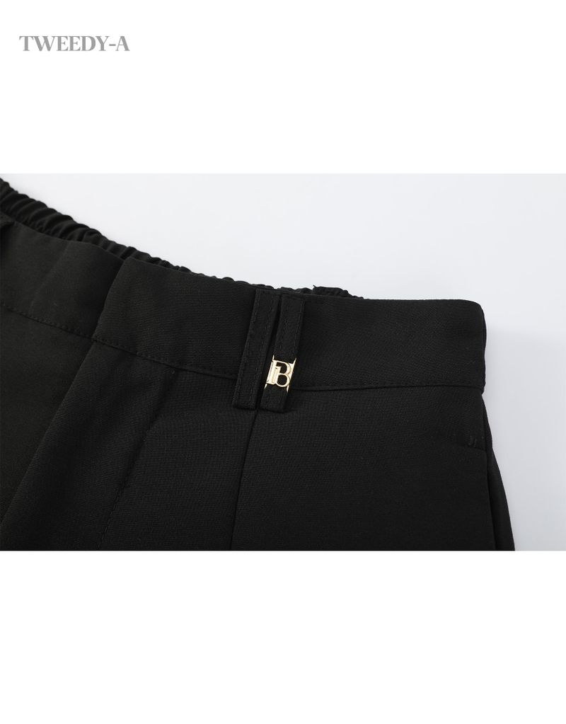 Basic Gold Length Highlighted Skirt Pants Black