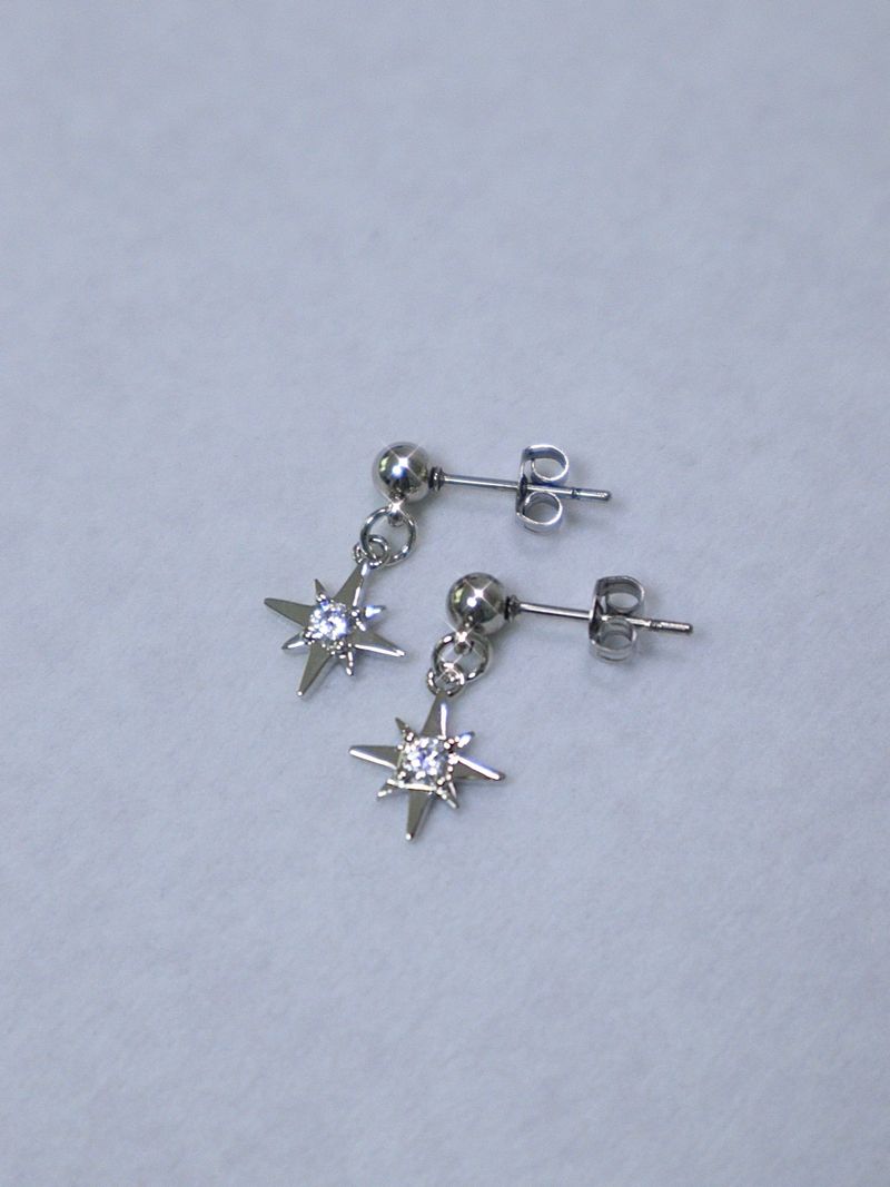 cubic square star earring