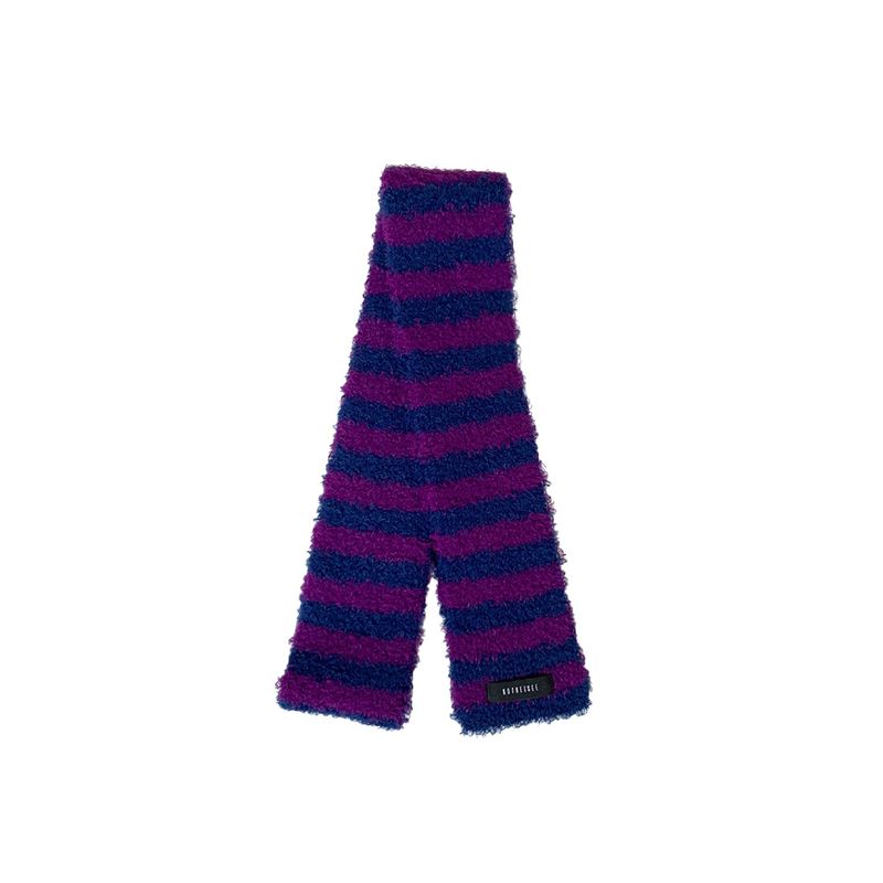 KOOKEESEE（クキシ）の「ヘアリーストライプニットマフラー (ネイビー/パープル)（ファッション小物）」