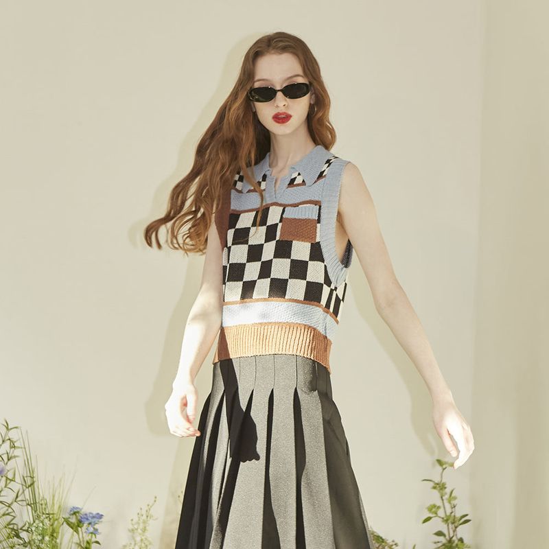 Gingham Knit Vest